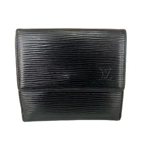 LOUIS VUITTON EPI LEATHER Compact Wallet BIFOLD in BLACK Made in FRANCE